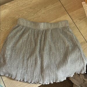 Silver Metallic Pleated Skirt